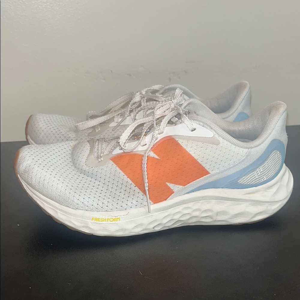 New Balance White and Orange Athletic Shoes